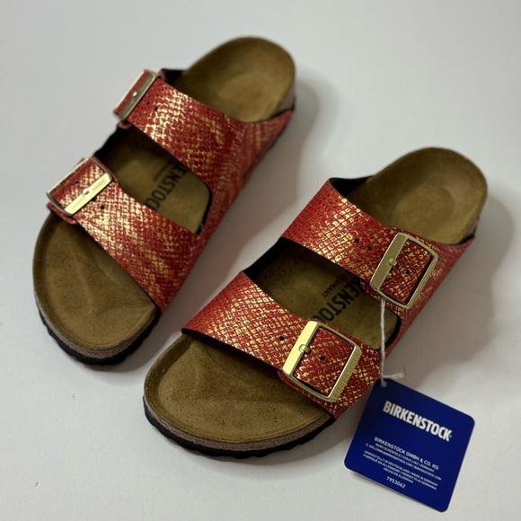 Birkenstock Shoes - Birkenstock Arizona Birko-Flor Women Narrow Sandal, 37, Red